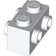 Lego kostka (kostička) 1x2 s nopy na dvou stranách, bílá (4667575)